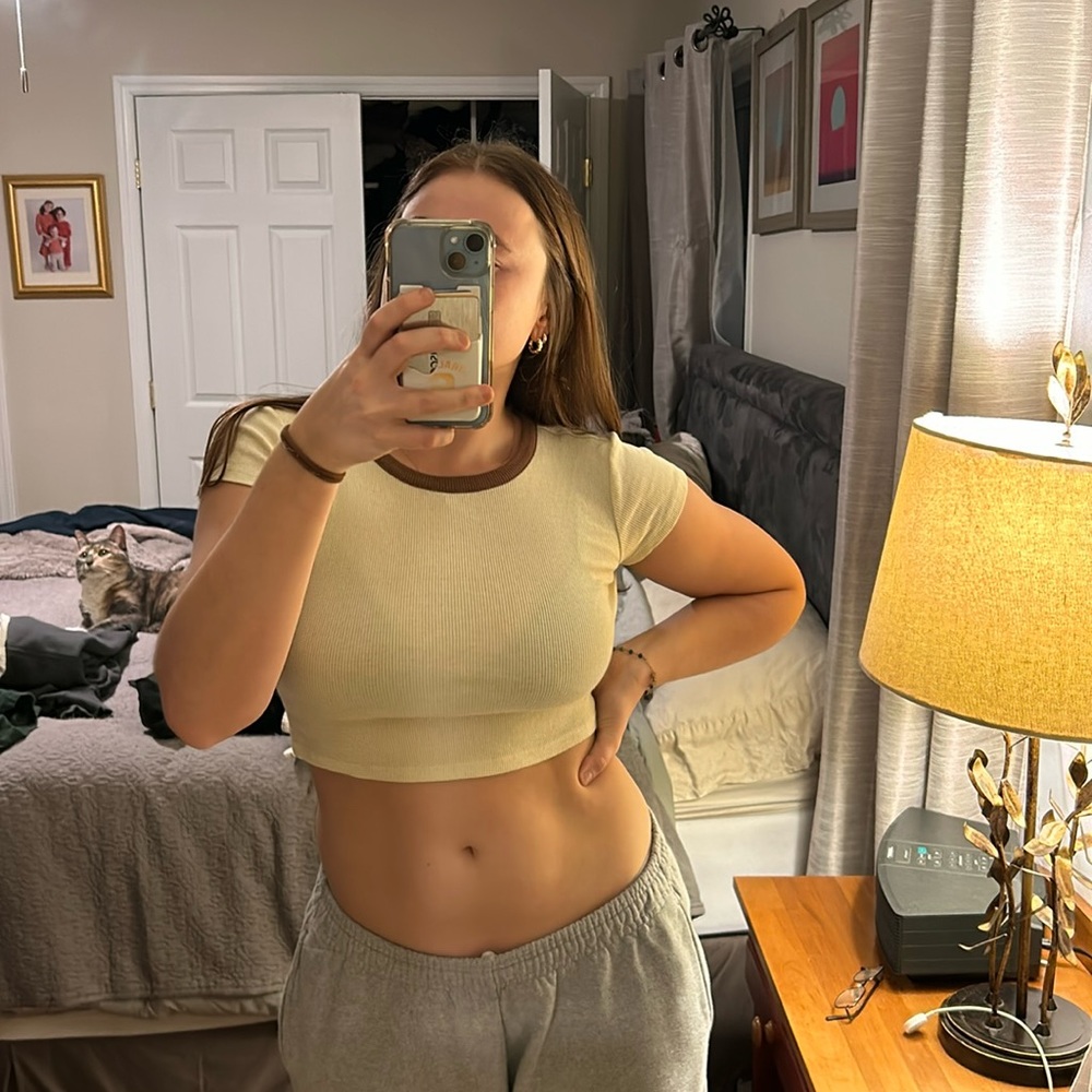 Ribbed Cropped Tee Size S